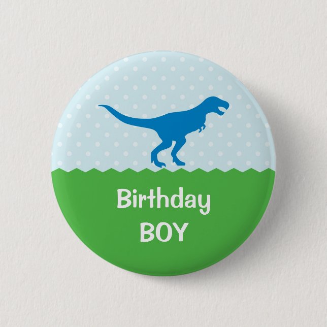 Macaron Rond 5 Cm Bouton d'anniversaire de dinosaure (Devant)