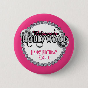 Macaron Rond 5 Cm Bouton d'anniversaire de Hollywood