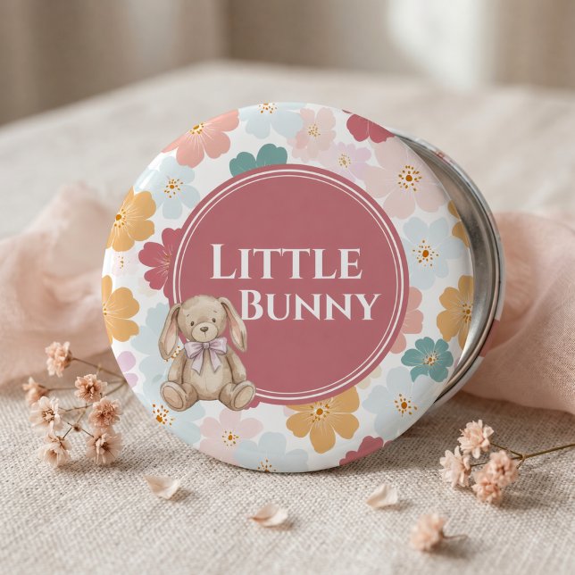 Macaron Rond 5 Cm Bouton d'anniversaire de lapin Fête de lapin migno (Bunny Birthday Button Cute Bunny Party Little Bunny)