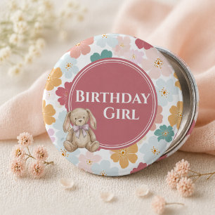 Macaron Rond 5 Cm Bouton d'anniversaire de lapin Fête de lapin migno