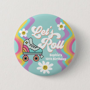 Macaron Rond 5 Cm Bouton d'anniversaire de l'arc-en-ciel