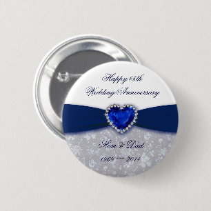 Macaron Rond 5 Cm Bouton d'anniversaire de mariage de damassé