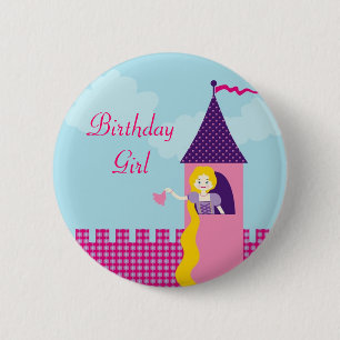 Macaron Rond 5 Cm Bouton d'anniversaire de Rapunzel