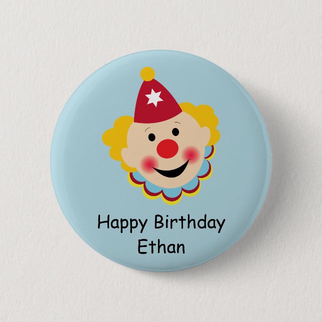 Macaron Rond 5 Cm Bouton d'anniversaire de visage de clown (Devant)