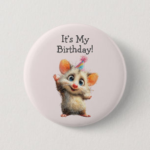 Macaron Rond 5 Cm Bouton d'anniversaire d'opossum • Fête mignonne en