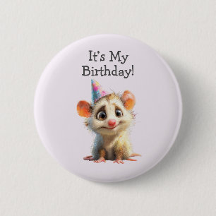 Macaron Rond 5 Cm Bouton d'anniversaire d'opossum • Fête mignonne en