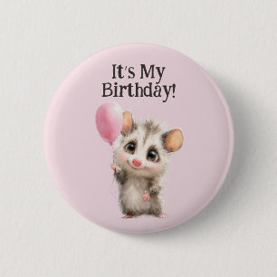 Macaron Rond 5 Cm Bouton d'anniversaire d'opossum • Fête mignonne en