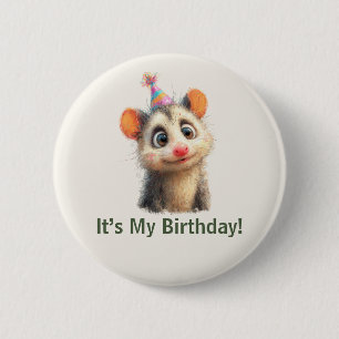 Macaron Rond 5 Cm Bouton d'anniversaire d'opossum • Fête mignonne en