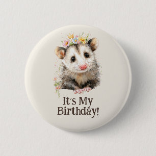 Macaron Rond 5 Cm Bouton d'anniversaire d'opossum • Fête mignonne en