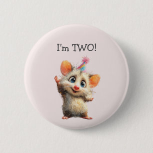 Macaron Rond 5 Cm Bouton d'anniversaire d'opossum • Fête mignonne en