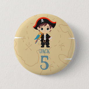 Macaron Rond 5 Cm Bouton d'anniversaire du pirate