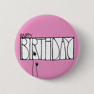Macaron Rond 5 Cm Bouton d'anniversaire rose