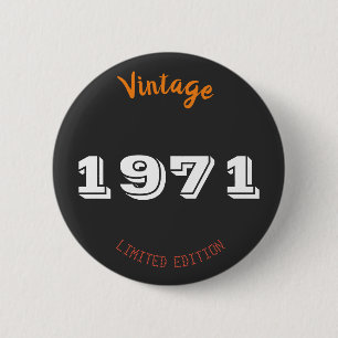 Macaron Rond 5 Cm Bouton d'anniversaire vintage 1971 55e édition lim