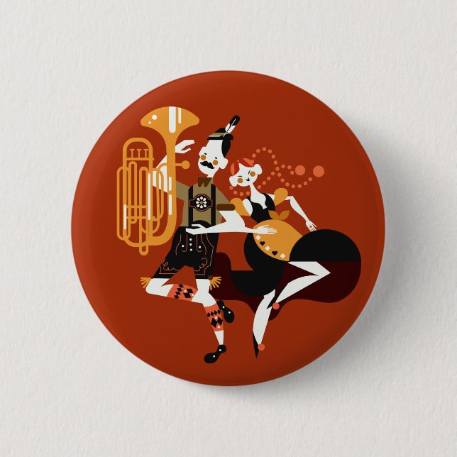 Macaron Rond 5 Cm Bouton Danseurs Oktoberfest (Devant)
