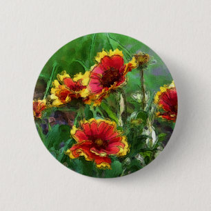 Macaron Rond 5 Cm Bouton d'aquarelle de fleurs couvrantes