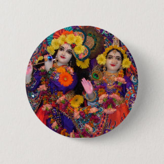 Macaron Rond 5 Cm Bouton d'arc-en-ciel de Radha-Krsna