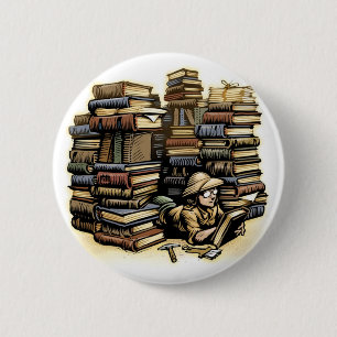 Macaron Rond 5 Cm Bouton d'archéologue de livre