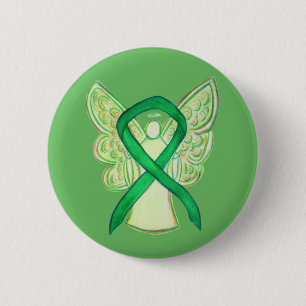 Macaron Rond 5 Cm Bouton d'art Angel de la sensibilisation verte