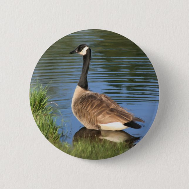 Macaron Rond 5 Cm Bouton d'art animal d'oie du Canada (Devant)