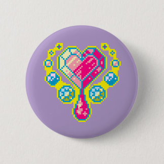Macaron Rond 5 Cm Bouton d'art Coeur Gem Pixel