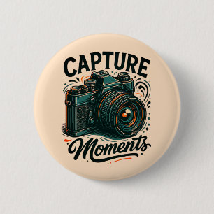 Macaron Rond 5 Cm Bouton d'art de caméra Capture Moments