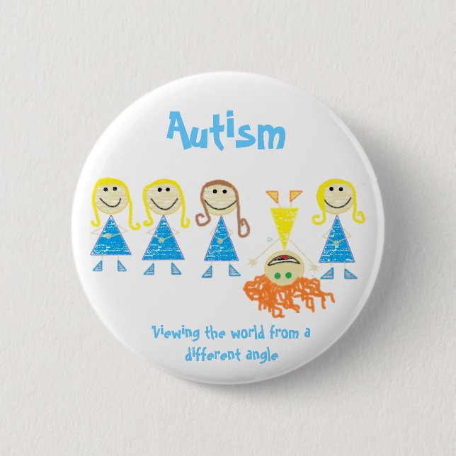 Macaron Rond 5 Cm Bouton d'autisme (Devant)