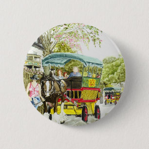 Macaron Rond 5 Cm Bouton "d'autobus de cheval de Polperro"