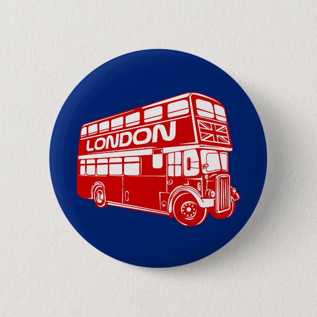 Macaron Rond 5 Cm Bouton d'autobus de Londres (Devant)