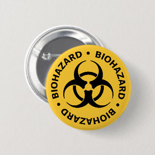 Macaron Rond 5 Cm Bouton d'avertissement de danger biologique