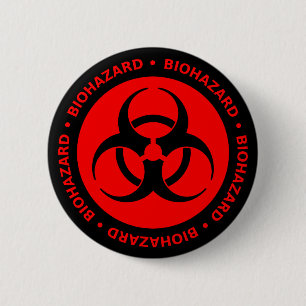 Macaron Rond 5 Cm Bouton d'avertissement de risque biologique rouge