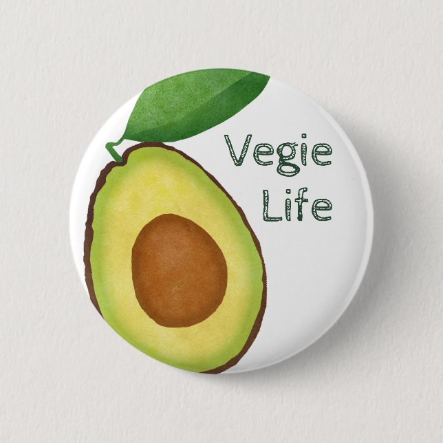 Macaron Rond 5 Cm Bouton d'AVOCAT de la vie de Vegie (Devant)