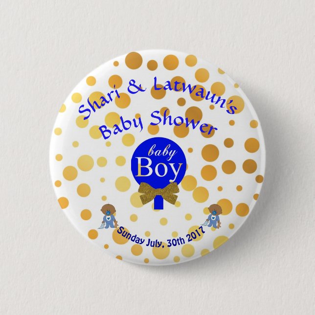 Macaron Rond 5 Cm bouton de baby shower (Devant)