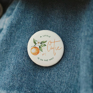 Macaron Rond 5 Cm Bouton de Baby Shower Bébé Mignon Citron Orange