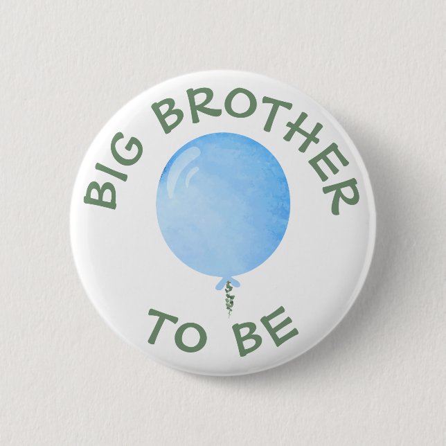 Macaron Rond 5 Cm Bouton de Baby shower Bleu Big Brother (Devant)