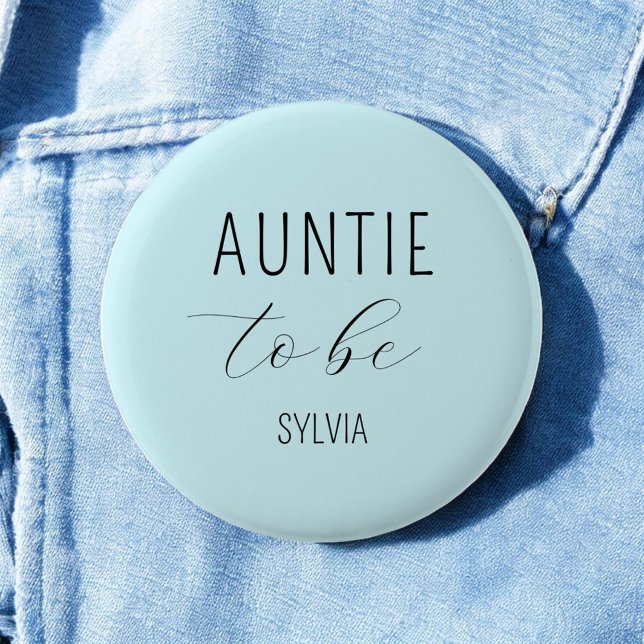Macaron Rond 5 Cm Bouton de Baby shower bleu Tante to Be (Créateur téléchargé)