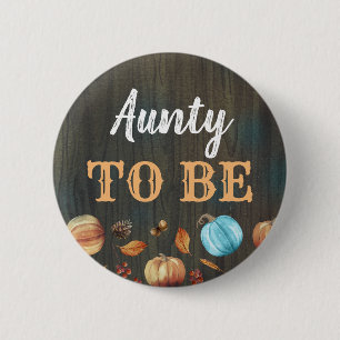 Macaron Rond 5 Cm Bouton de Baby shower Citrouille de Tante