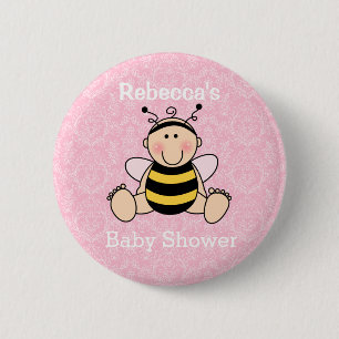 Macaron Rond 5 Cm Bouton de Baby shower d'abeille personnalisé