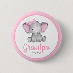 Macaron Rond 5 Cm Bouton de Baby shower de fille éléphante