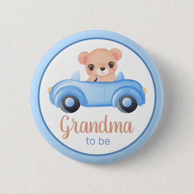 Macaron Rond 5 Cm Bouton de Baby shower de la grand-mère (Devant)