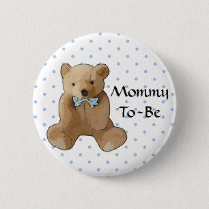 Macaron Rond 5 Cm Bouton de Baby shower de l'ours en peluche