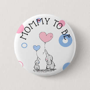 Macaron Rond 5 Cm Bouton de Baby shower de maman pour être éléphant