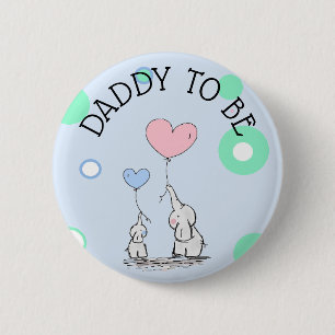 Macaron Rond 5 Cm Bouton de Baby shower de papa à être éléphant