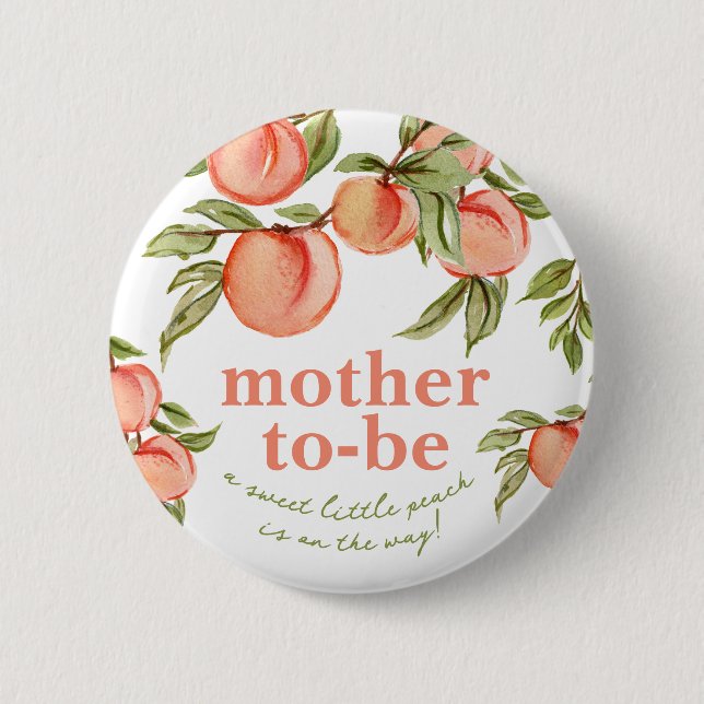 Macaron Rond 5 Cm Bouton de Baby shower de pêche sucré (Devant)