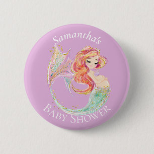 Macaron Rond 5 Cm Bouton de BABY SHOWER de sirène MIGNONNE