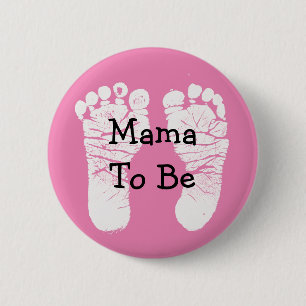 Macaron Rond 5 Cm Bouton de Baby shower d'empreinte de la maman rose