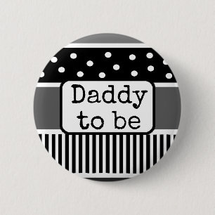 Macaron Rond 5 Cm Bouton de Baby shower pour papa noir et blanc