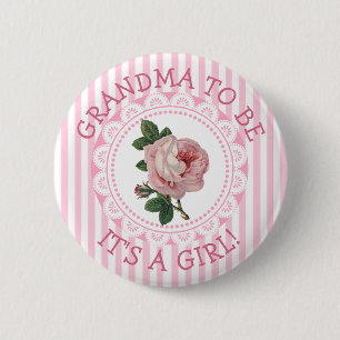 Macaron Rond 5 Cm Bouton de Baby shower Rose Vintage "Grand-mère à ê