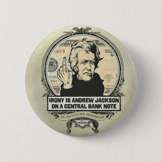 Macaron Rond 5 Cm Bouton de banque centrale d'Andrew Jackson (Devant)