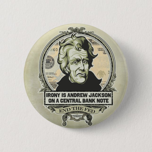 Macaron Rond 5 Cm Bouton de banque centrale d'Andrew Jackson (Devant)