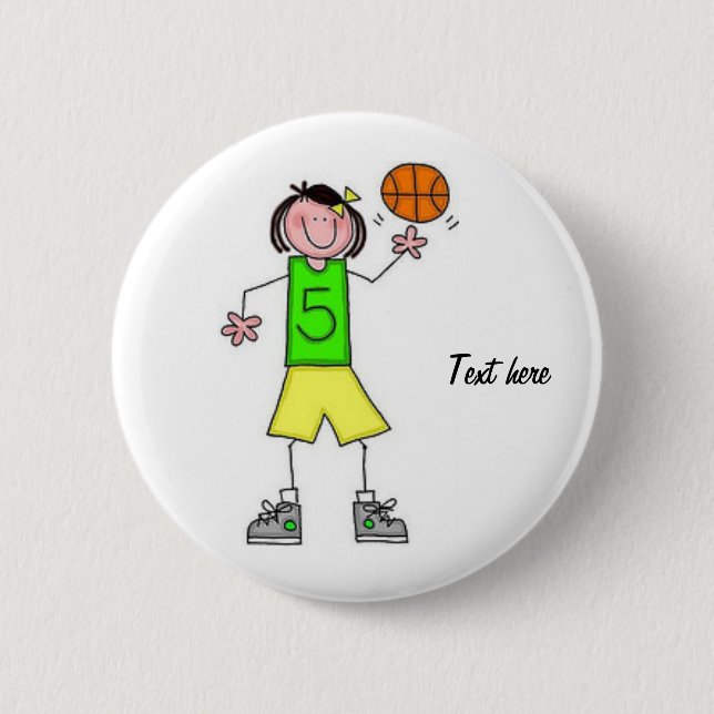 Macaron Rond 5 Cm Bouton de basket-ball de filles (Devant)
